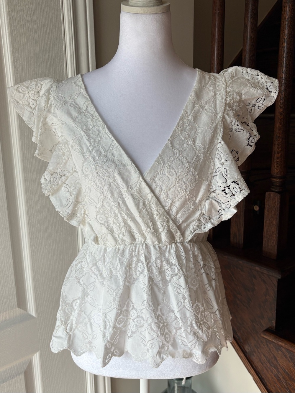 Vintage White Lace Peplum Top